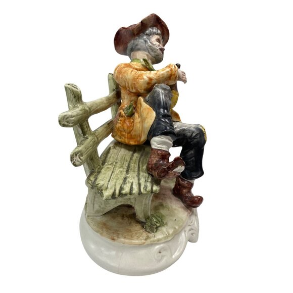 Giao Longi VTG Italy Made Drunk man on Bench Ceramic fIgurine 10"x9"x6" SKU 9393 - Picture 3 of 14